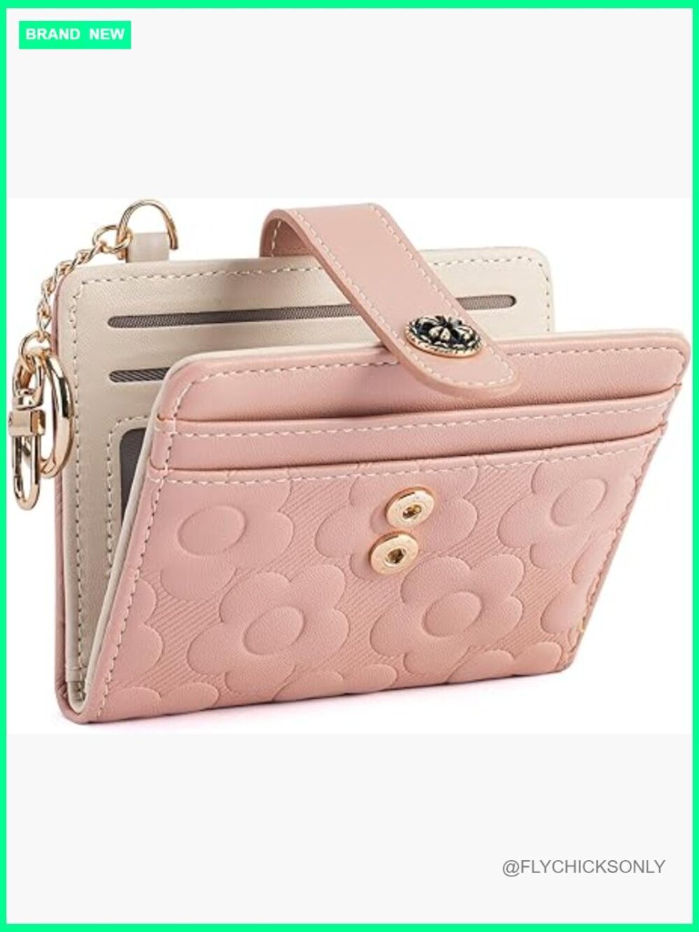 RFID Bifold Wallet Women Slim Embossed Flower Leather Credit Card Holder Zipper